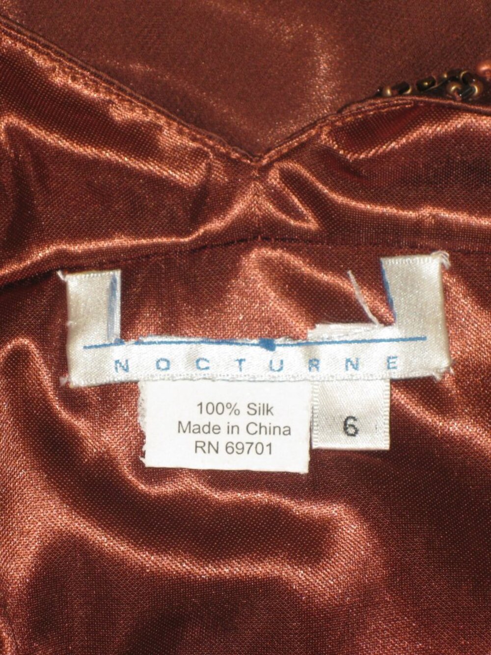 Sue Wong Dress Y2K Sexy Beaded 48 Cocktail Brown Chocolate Midi SILK Copper New - Picture 12 of 16